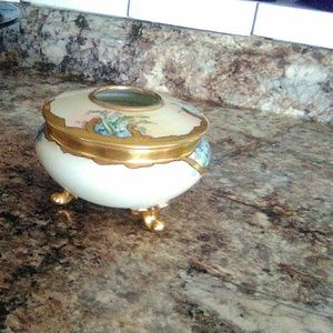 Antique GDA Handpainted Vanity Hair Receiver